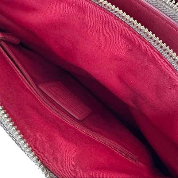 Coach Christie Carryall Double Zip Logo Bag Red Tan - Picture 11 of 16